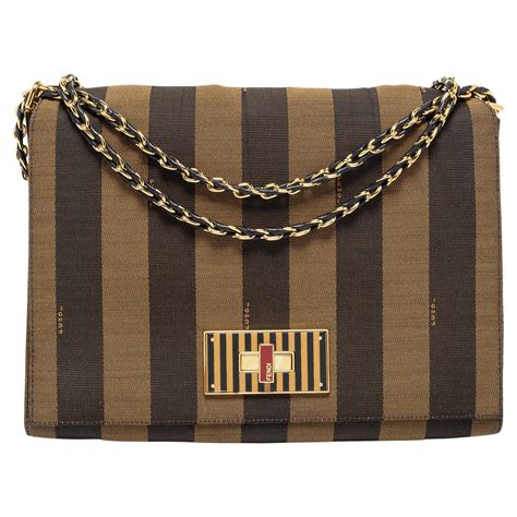 fendi large pequin stripe claudia bag|Fendi Black Pequin Stripe Leather Large Claudia Shoulder Bag.